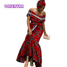 Off Shoulder African Dresses for Women Glittering Neck Ankara Dresses African Print Party Evening Dress Women Maxi Dress WY6396 2024 - buy cheap