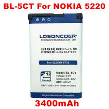 LOSONCOER 3400mAh Bateria Para Nokia 5220 6730 C5 6330 6303i BL-5CT C5-00 C5-02 C6-01 C3-01 C3-01m 6303C 5220XM Bateria 2024 - compre barato