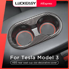 Luckeasy carro abs decorar capa para tesla modelo 3 2017-2020 carro abs assento traseiro copo slot capa decorativa 2024 - compre barato