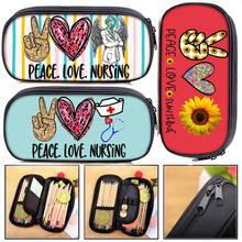 Hot Peace Love Sunshine Nurseing Dog Pencil Case Women Nurse Pattern Pencil Bag Cute Stationary Bag School Pencil Box 2024 - buy cheap