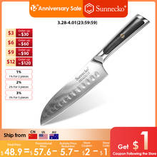 Sunnecko-cuchillo de cocina profesional de 7 ", cuchilla de acero japonés VG10, Santoku, afilado, Damasco, corte de Chef, mango G10 2024 - compra barato