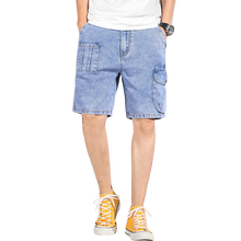 Shorts jeans Mens Tamanho Grande 6xl 7xl 5XL Lavado Curto Meia Calças Na Altura Do Joelho Grande Solto Bermuda Masculina Mais Azul calças de Brim curtas Homens 2024 - compre barato