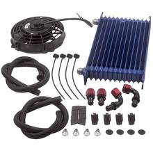 AN10 Universal 13 Row Engine Trust Oil Cooler + 7" Electric Cooling Fan Kit Blue 2024 - buy cheap