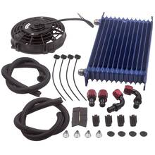 AN10-enfriador de aceite Universal de 13 filas para motor, Kit DE VENTILADOR de refrigeración eléctrico de 7 ", color azul 2024 - compra barato