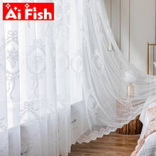 White Embroidered Wreath with Bow Tulle Curtains for Living Room Window Screen Kitchen Lace Decoration Sheer Drape Blinds Panel 2024 - buy cheap