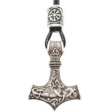 Nostalgia Thor's Hammer Mjolnir Pendant With Norse Runes Beads Viking Male Necklace Talisman Amulet Dropshipping 2024 - buy cheap