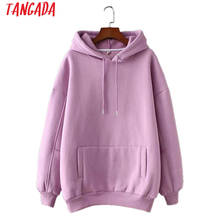 Tangada women fleece hoodie sweatshirts autumn winter fashion 2021 oversize ladies pullovers warm pocket hooded jacket SD60 2024 - buy cheap