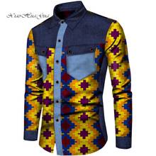 African Men's Clothing Dashiki Shirts Fashion Ankara Print Patchwork Shirt Men Long Sleeve Top Clothes Custom Made WYN850 2024 - buy cheap