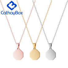 10PCS/ Wholesale LOT Gold Rose Gold Tone Stainless steel Cute Octagon Blank Dog Tag Charm Pendant 2024 - buy cheap