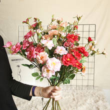 73 cm 5 cabeças de seda flor artificial rosa ramo casa casamento flores decorativas plástico rosa bouquet 2024 - compre barato