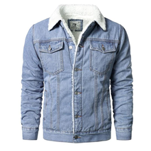 Men Light Blue Winter Jean Jackets Outerwear Warm Denim Coats New Men Large Size Wool Liner Thicker Winter Denim Jackets Size6XL 2024 - купить недорого