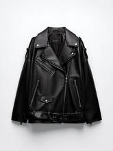 Women 2022 Spring Fashion Black Faux Leather Jacket Ladies Casual Zipper Biker Coat Female Autumn Loose Couple Outwear 2024 - buy cheap
