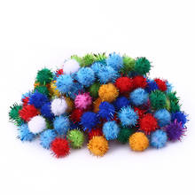 100pcs Colored Glitter Balls pompom Furry Balls Kids DIY Craft Supplies Handmade Creative Decoration Materials pom poms KQ001 2024 - buy cheap