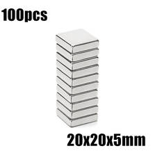 100pcs 20x20x5mm Neodymium Magnet 20*20*5mm N35 NdFeB Block Super Powerful Strong Permanent Magnetic imanes Block 2024 - buy cheap