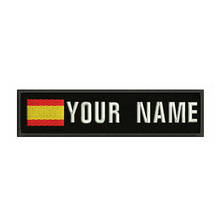 Bandeira espanhola espanha 10x2.5cm bordado nome personalizado texto listrado emblema em ferro ou velcro patches de suporte para mochila 2024 - compre barato