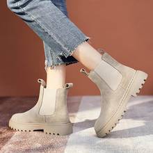 Chelsea Boots Chunky Boots Women Winter Shoes Cow Suede  Ankle Boots Black Female Autumn Fashion Platform Booties 2024 - купить недорого