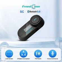 Freedconn TCOM SC Мотоциклетный шлем Домофон Bluetooth-гарнитура Домофон 3 всадника Связь Moto Intercomunicador FM Raido 2024 - купить недорого