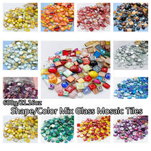600g/21.16oz Shape/Color Mix Glass Mosaic Tiles Round/Triangle/Square Shiny Tile Mutli Kinds Optional DIY Craft Mosaic Stones 2024 - buy cheap