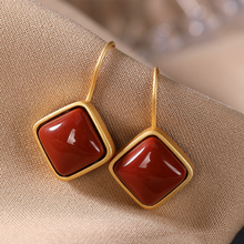 Southern red chalcedony geométrico gancho de orelha chinês retro estilo palácio elegante luz luxo charme marca feminina jóias 2024 - compre barato