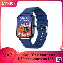 Lykry mx7 2021 smartwatch homem mulher relógios temperatura do corpo freqüência cardíaca monitor de pressão arterial esporte relógio inteligente para ios android 2024 - compre barato