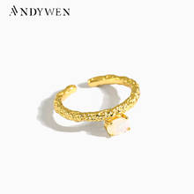 Andywen novo 925 prata esterlina 2020 rock punk opals aberto ajustável redimensionável feminino anéis de casamento moda jóias finas 2024 - compre barato