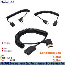 4K * 2K @ 60HZ OD 3.2mm HDMI-Compatible Male to Female Extension Cable  90 Degree Tension Spring Crimped  Cable 2024 - buy cheap