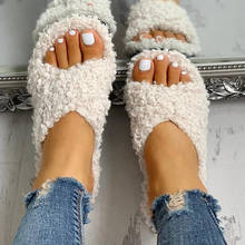 Sandálias femininas de inverno, chinelos de luxo em cor sólida, com sola de pele em plataforma, para mulheres, sapatos de festa 2024 - compre barato
