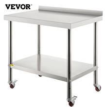 VEVOR Stainless Steel Work Prep Table 24 x 15 x 35/24 x 24 x 35/30 x 24 x 35/36 x 24 x 35 Inch 440lbs with Backsplash & Casters 2024 - buy cheap