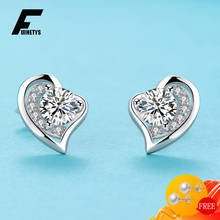 Fashion Earrings for Women 925 Silver Jewelry Ornaments Zircon Gemstone Heart Shape Stud Earrings Wedding Engagement Party Gift 2024 - buy cheap