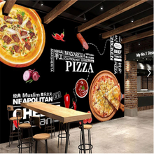 Papel de parede com decoração industrial para restaurante, personalizado, fast food, preto, mural de fundo, pizza 3d, lanche, bar, fundo 3d 2024 - compre barato