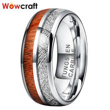 8mm Fashion Jewelry Mens Womens Tungsten Carbide Ring for Factory Wholesale Wood Meteorite Inlay Wedding Band Comfort Fit 2024 - buy cheap