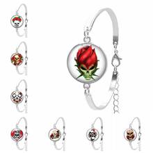 Pulsera de dibujos animados para niña y niño, brazalete redondo convexo de cristal de 20mm con calavera rosa, joyería para mujer 2020 2024 - compra barato