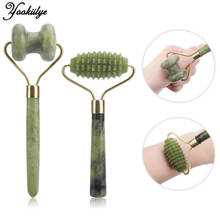 Facial Massage Roller Scraper Double Heads Natural Jade Xiuyu Stone Face Lift Slimming Skin Care Tools for Face Neck Thin Lift 2024 - buy cheap