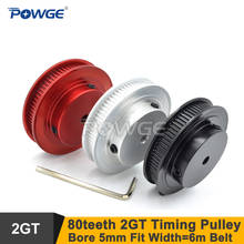 POWGE Black Red 80 Teeth 2GT Synchronous Pulley Bore 5mm For W=6mm 2MGT Timing Belt 80T 80Teeth GT2 Pulley For VORON 3D 80-2GT  2024 - buy cheap