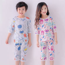 Conjunto de pijama de verão para meninas e meninos, roupas infantis, conjunto de camiseta + calças, pijama de algodão com desenho animado para dormir 2024 - compre barato