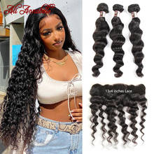 Brazilian Hair Weave Bundles With Frontal 13x4 Ear To Ear Closure Loose Wave 3 Bundles With 13x4 Lace Frontal Ali Annabelle Hair 2024 - buy cheap