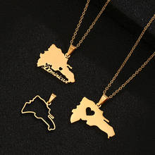 Moda ouro cor dominica mapa pingente colares para aço inoxidável unisex dominicana étnico mapa jóias presente 2024 - compre barato