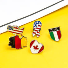 Coll Germany Canada Italy America Flag Map Brooch Enamel Pin Badge Stars Stripes Brooch Women Men Hat Bag Shirt Collar Lapel 2024 - buy cheap
