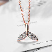 Ocean Style Whale Tail Fish Charm Women Necklace Mermaid Tail Necklace Love Fish 585 Rose Gold Necklaces Jewelery Collier 2024 - buy cheap