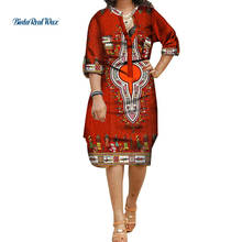 Vestido de verão estampado africano para mulheres, vestido de manga larga de retalhos com pérolas, festa, bazin rico, roupas femininas africanas wy4760 2024 - compre barato