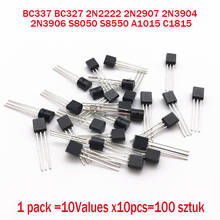 100PCS Transistors set Pack BC337 BC327 2N2222 2N2907 2N3904 2N3906 S8050 S8550 A1015 C1815 TO-92 10Values x10pcs Transistor kit 2024 - buy cheap