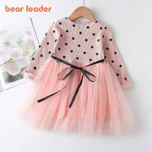 Bear Leader Girls Dress 2022 New Spring Casual Style Cartoon Pink Long Sleeve Wool Bow Design for Princess Dress Girls Clothes 2024 - buy cheap