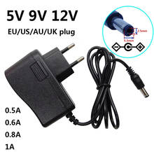 Adaptador de fonte de alimentação, 9v, 800ma, 0.8a, ac/dc, conversor, 100v-240v, 5.5*2.5mm-2.1mm, ue, eua, au, ru, adaptador de tomada 2024 - compre barato