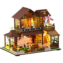 Kit de casa de bonecas de madeira em miniatura, faça você mesmo, edifício com móveis, acessórios, montar brinquedos, cidade japonesa, casa de boneca, presente para crianças 2024 - compre barato
