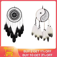 Atrapasueños indio colgante, decoración de plumas hechas a mano, encaje negro, atrapasueños, regalo ornamental 2024 - compra barato