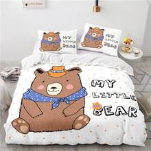 Conjunto de cama estampado meu urso com desenhos, fronha, capa de edredom, para crianças, meninos, meninas, roupas de cama gêmeas, tamanho king/queen 2024 - compre barato