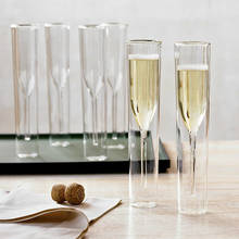 Бокалы с двойными стенками, бокалы для шампанского, бокал для пузырьков, бокал для вина, коктейля, свадебной вечеринки 2024 - купить недорого