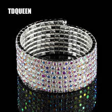 TDQUEEN, 7 рядов, браслет со стразами, золотистый и серебристый металлический блестящий Индийский браслет с кристаллами АВ для женщин 2024 - купить недорого