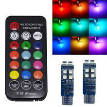 Luzes de led para leitura, controle rf rgb, t10, w5w, led, sinal de seta, 194, 168, apuramento para placa, luz de posição, lâmpada do porta-malas, dc 12v 2024 - compre barato