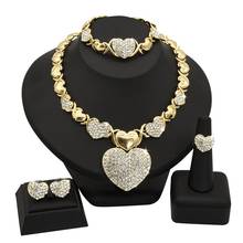 Fashion Dubai Gold Jewelry Set Ladies African Bride Wedding Gift Party Necklace Heart Earrings Ring Bracelet Set 2024 - buy cheap